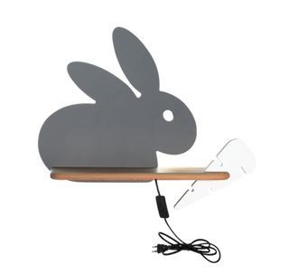Kinkiet Rabit IQ Kids do pokoju dziecięcego królik z półką LED zintegrowany szary