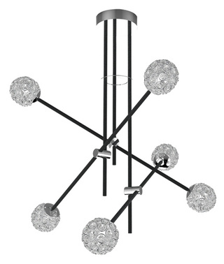 Lampa wisząca Apeti Paksos kula 6-punktowa metalowa czarna do salonu