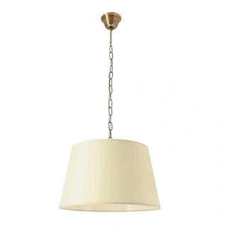 Lampa wisząca Pyros z abażurem kremowym patynowa do salonu E27 pojedyncza