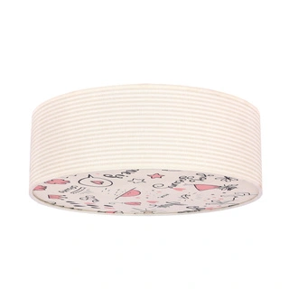 KIDDY lampa sufitowa 38 cm biały 2x40W E27 abażur paski beżowe