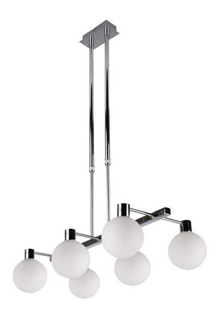 Lampa wisząca Maldus kula szklana 6-płomienna chrom biały do salonu