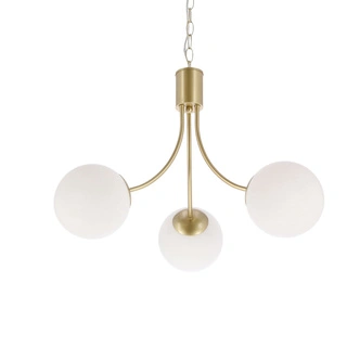 Lampa wisząca Dani kula potrójna mosiądz szklana do salonu i jadalni E14