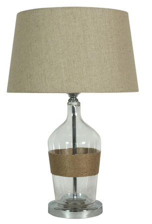 Lampka nocna Eco szklana z beżowym lnianym abażurem E27 klasyczna