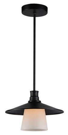 Lampa wisząca Loft czarna matowa z białym kloszem metalowa do salonu E27