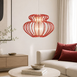 Lampa wisząca Imperia czerwona nowoczesna do salonu 1-płomienna E27