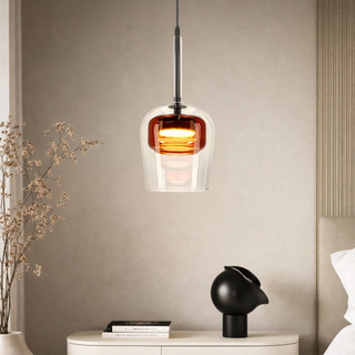 Lampa wisząca Glaxi szklana klosz transparentny i brązowy 1xGX53 nad stół