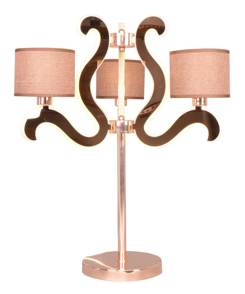 Lampka nocna Ambrosia miedziana z abażurem LED