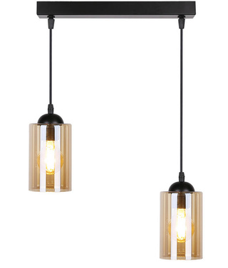 Lampa wisząca Bistro podwójna szklane klosze czarno brązowa do jadalni E27