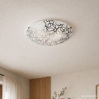 Plafon Galeo okrągły lustrzany biało‑srebrny 30 cm E27 IP20