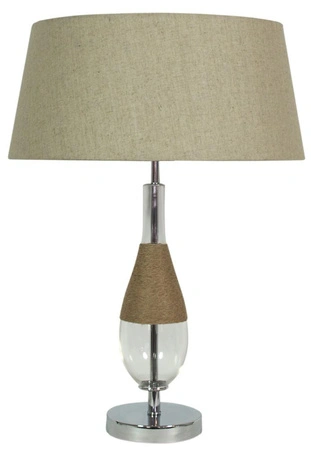 Lampka nocna Eco szklana z beżowym lnianym abażurem 41 cm