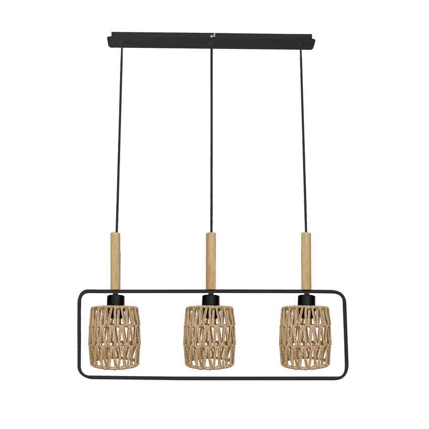 Lampa wisząca z abażurami Crown czarna potrójna nad stół do jadalni