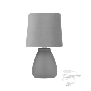 Lampka nocna Lilu ceramiczna z abażurem szara na stolik nocny do sypialni