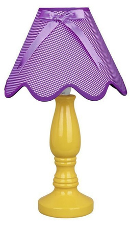 Lampka nocna Lola ceramiczna żółto-fioletowa z abażurem E14 Candellux