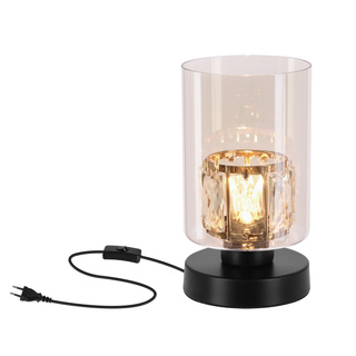 Lampka nocna Ducato metalowa ze szklanym kloszem czarna na stolik nocny