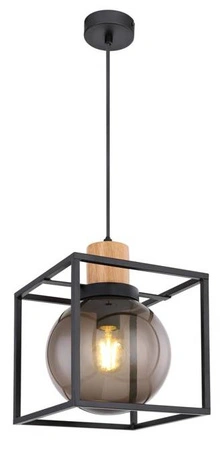 Lampa wisząca Retro kula szklana dymiona czarna pojedyncza do salonu E27