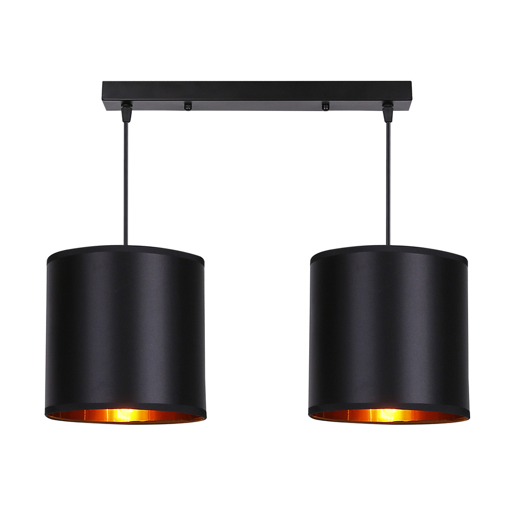 Lampa wisząca z abażurami Candida czarna podwójna 2xE27 do salonu
