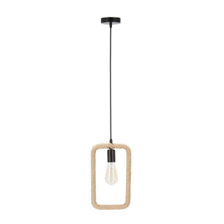 Lampa wisząca Ostor z prostokątnym abażurem czarno‑beżowa do salonu 1xE27
