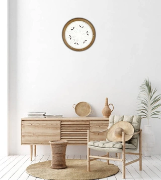 Plafon Rustica okrągły drewniany 30 cm dąb brązowy E27 do salonu