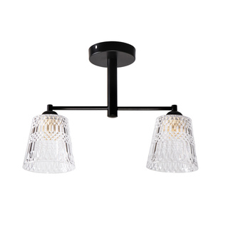 Lampa wisząca Kair podwójna z kloszem do salonu metalowa czarna