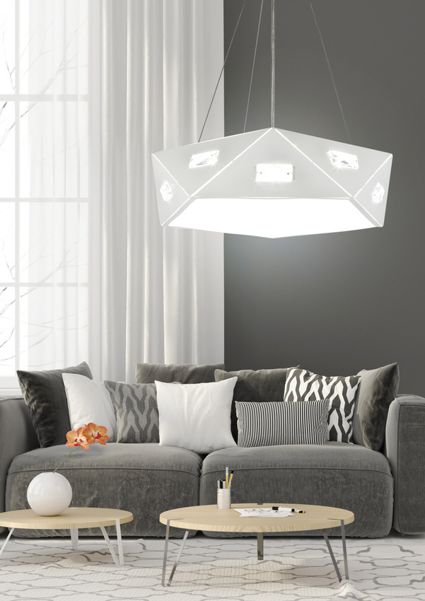 Lampa wisząca biała pięciokątna Nemezis 31-59147 aranżacja