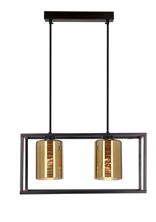 Lampa wisząca Luri podwójna szklane złote klosze czarna do jadalni E27