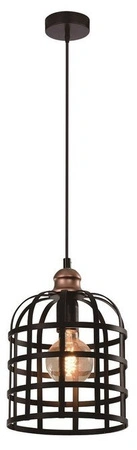 Lampa wisząca Soleto metalowa klatka czarna miedziana do salonu 1xE27