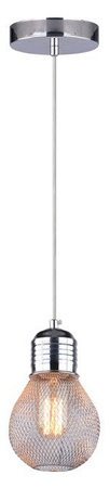 Lampa wisząca Gliva chromowa druciany klosz żarówka 1xE27 do jadalni