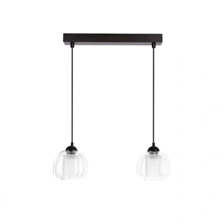 Lampa wisząca Valeria podwójna szklana z kloszem czarna do salonu