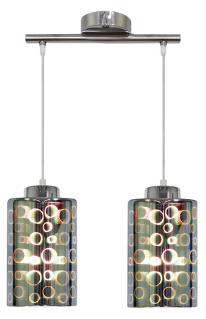 Lampa wisząca Nocturno szklana chromowana podwójna do jadalni 2xE27