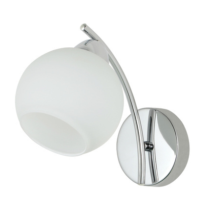 AMOS Lampa kinkiet chromowy 1x40W E27 klosz biały 21-35011