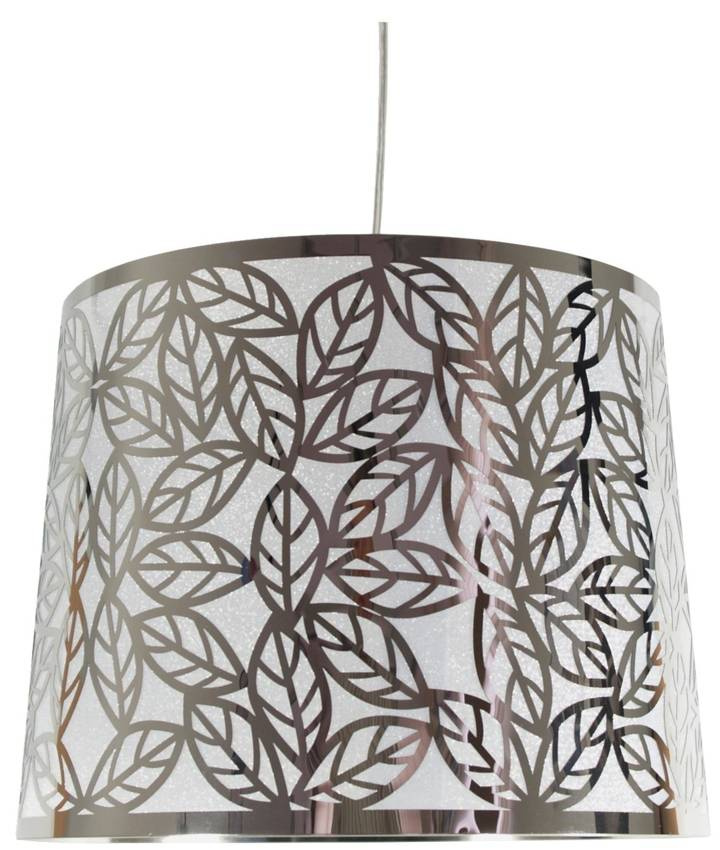 Lampa wisząca z abażurem Andromeda klasyczna srebrna do salonu