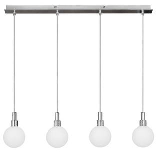 Lampa wisząca Maldus kula szklana 4-punktowa chrom biała nad stół do jadalni