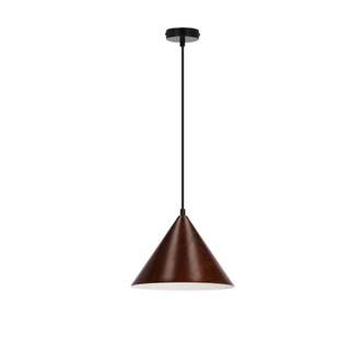 Lampa wisząca Dunca klosz stożek ciemny orzech 25 cm do jadalni E27 1x40W
