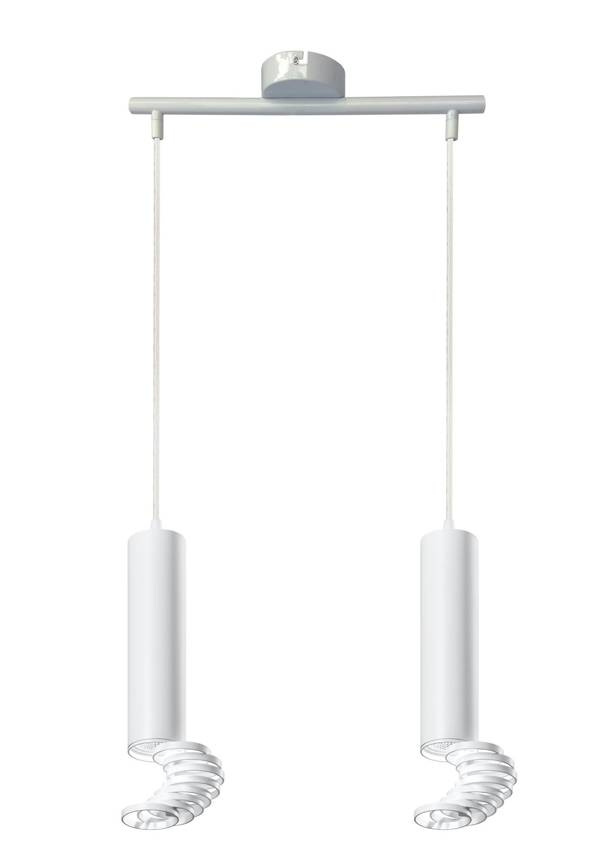 Lampa tuba wisząca biała podwójna metalowa 2xGU10