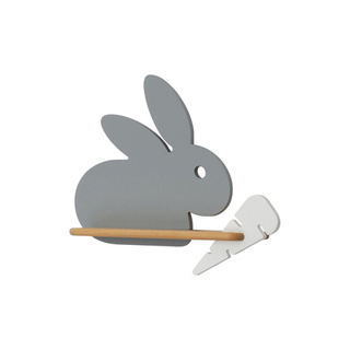 Kinkiet Rabbit IQ Kids do pokoju dziecięcego z półką LED 5W szary biały