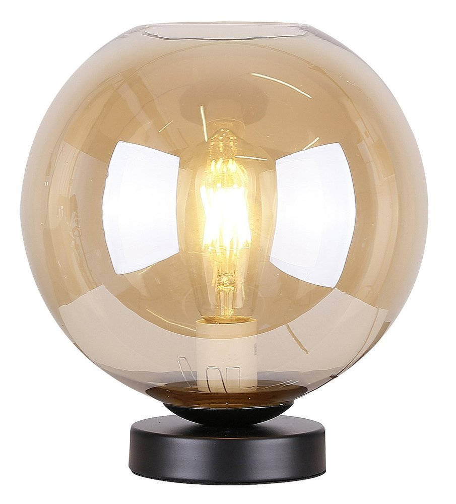 Lampka nocna Globe szklana bursztynowa do sypialni na stolik nocny E27