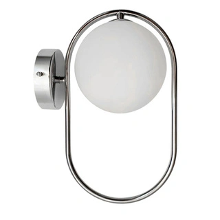 Kinkiet ścienny CORDEL elegancki - srebrny chromowy ring z mlecznym kulistym kloszem - nowoczesna lampa ścienna 1x G9 LED
