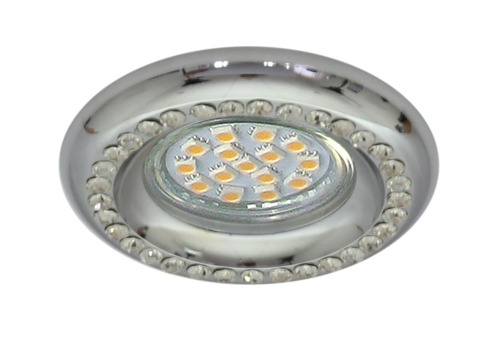 Oczko sufitowe okrągłe srebrne z kryształkami GU10 50W 230V