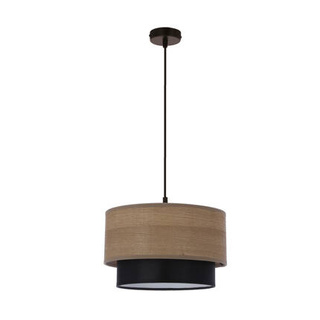 Lampa wisząca z abażurem Ruben tkaninowy abażur orzechowy i czarny E27