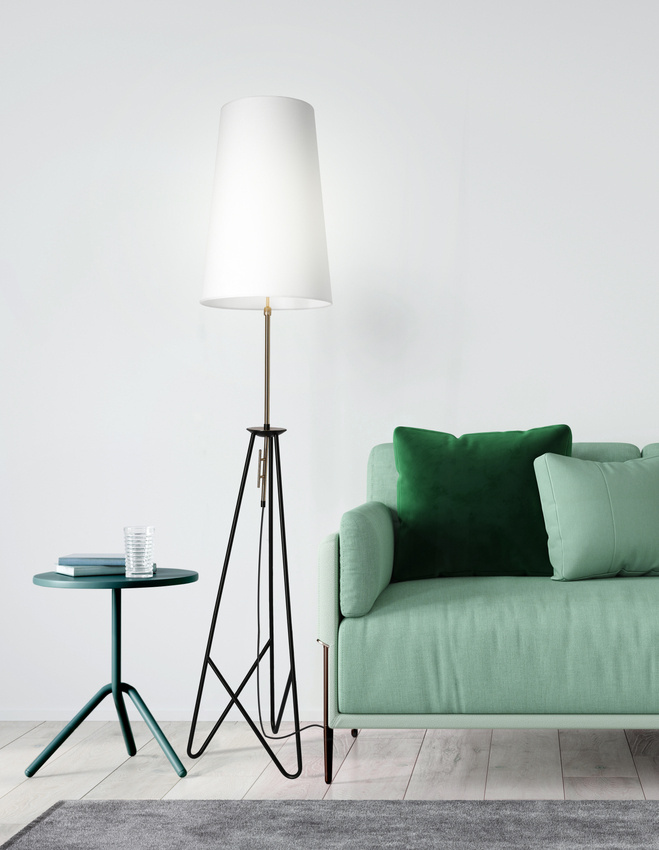 Lampa podłogowa Taflo trójnóg z abażurem do salonu 1-punktowa E27