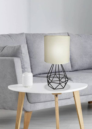 Lampka nocna Graf kremowa z abażurem metalowa industrialna E27