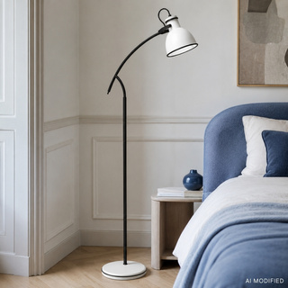 Lampa podłogowa Zumba łukowa regulowana do salonu 1-punktowa metalowa