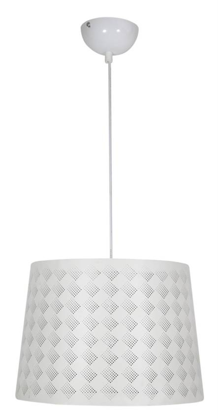 Lampa wisząca z abażurem Orlando biała nowoczesna pojedyncza do salonu