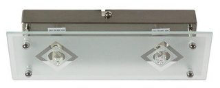 Kinkiet Kra podwójny szklany do salonu metalowy biało-srebrny G9