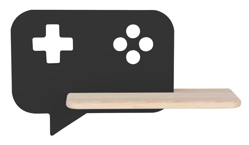 Kinkiet Console LED z półką do pokoju dziecięcego czarny drewno 5W 4000K
