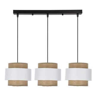 Lampa wisząca Forni potrójna z abażurami nad stół do jadalni tkaninowa