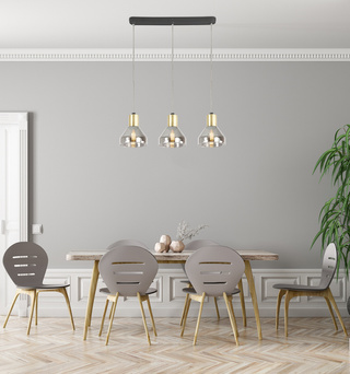Lampa wisząca Gregory szklana potrójna czarno‑złota nad stół 3xE14