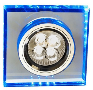 Oprawa stropowa kwadratowa szklana niebieska GU10 z LED 6500K dekoracyjna