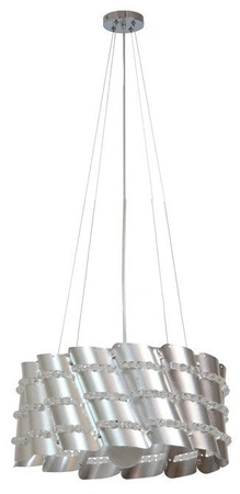 Lampa wisząca Smile metalowa z koralikami srebrno-szara do salonu E27 1-punktowa