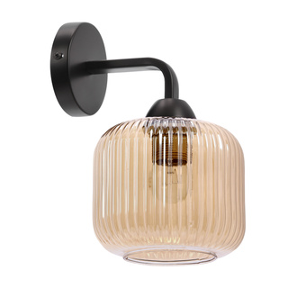 Kinkiet Campana szklany bursztynowy do salonu czarny E27 lampa ścienna